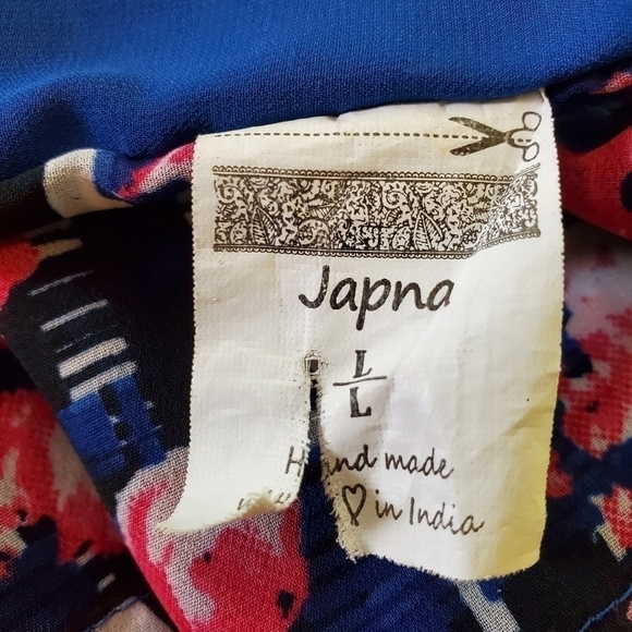 Floral patterened tank top, blue and pink, size L - Picture 7 of 7